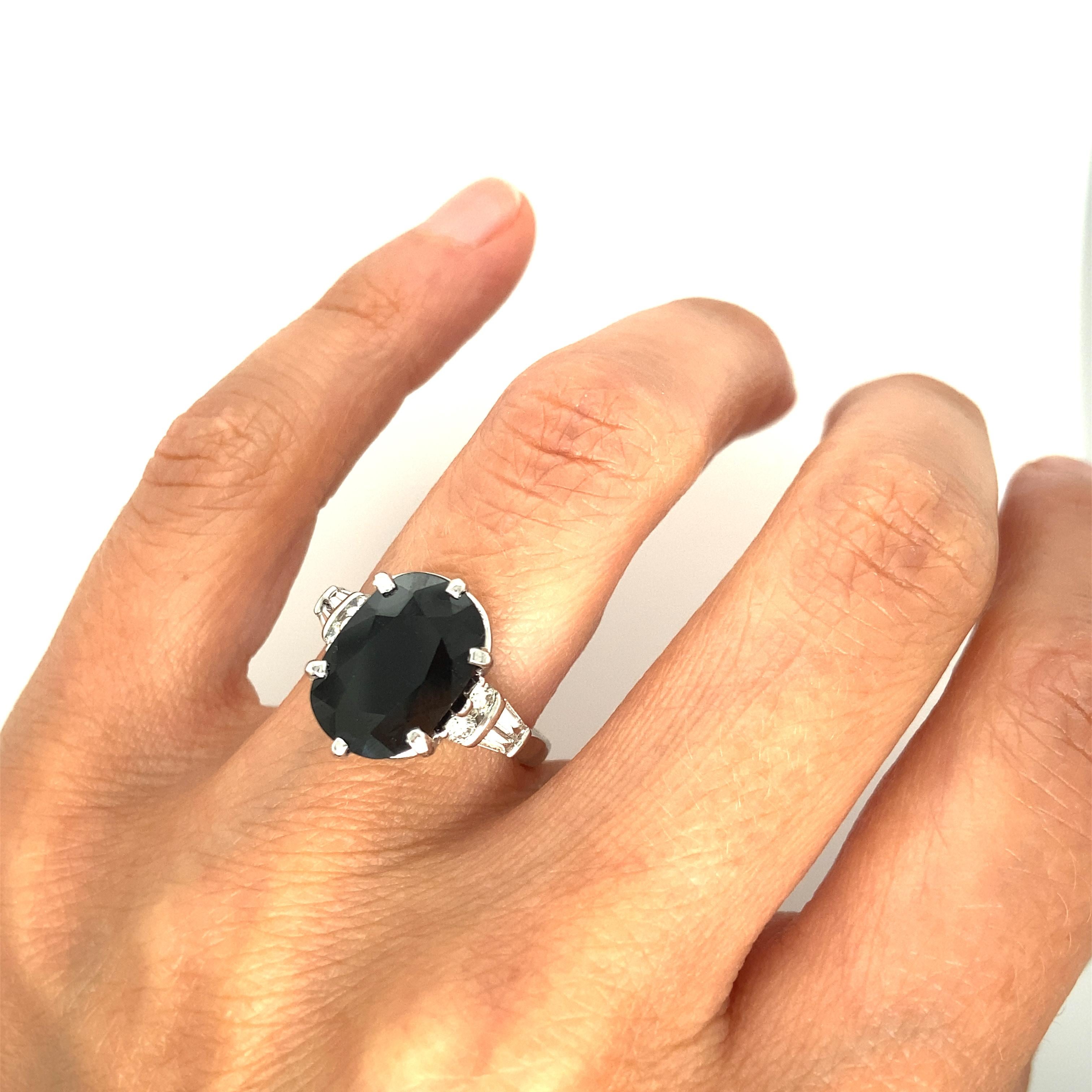 Women's Art Deco Platinum Sapphire and Diamond Ring