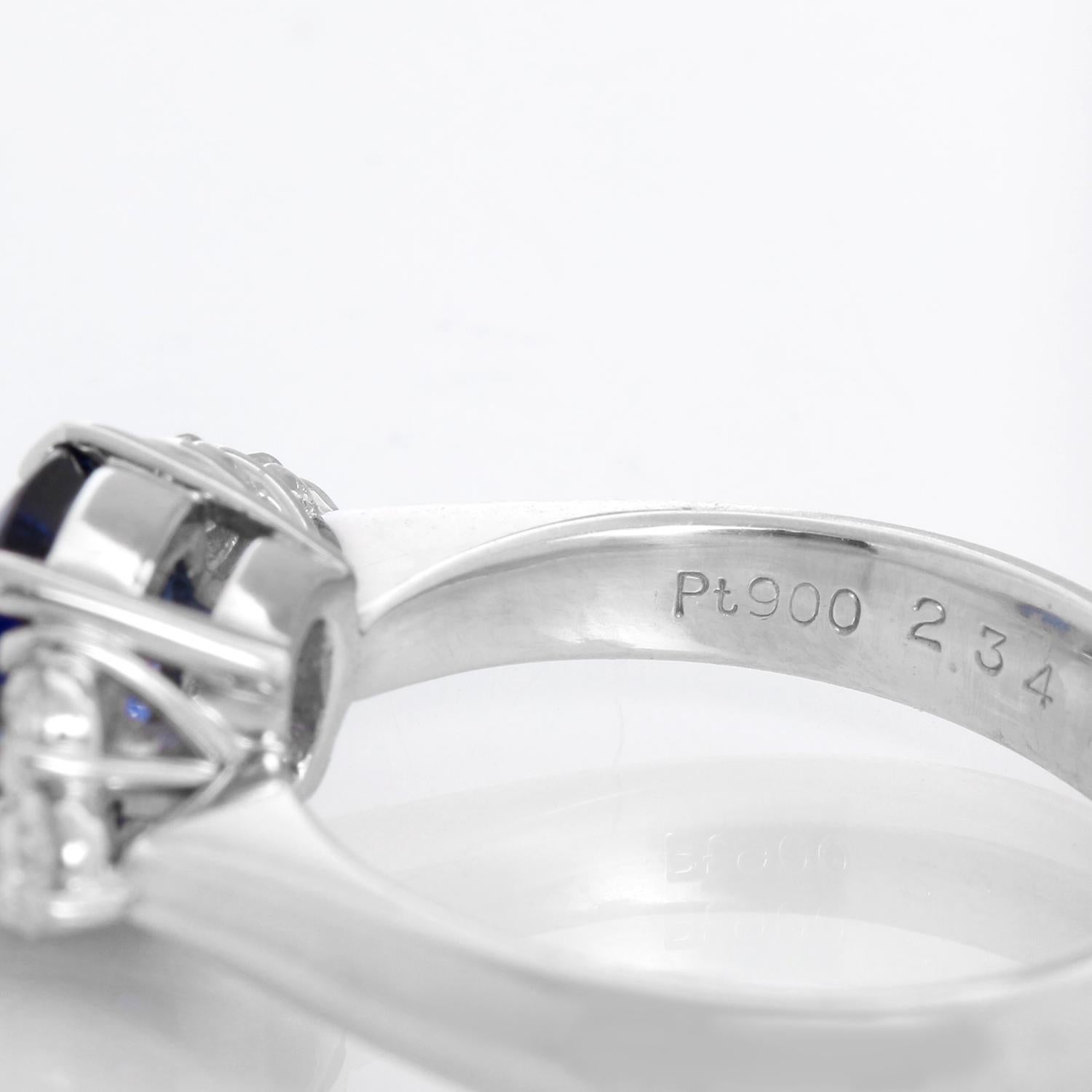 Platinum Sapphire and Diamond Ring For Sale 1