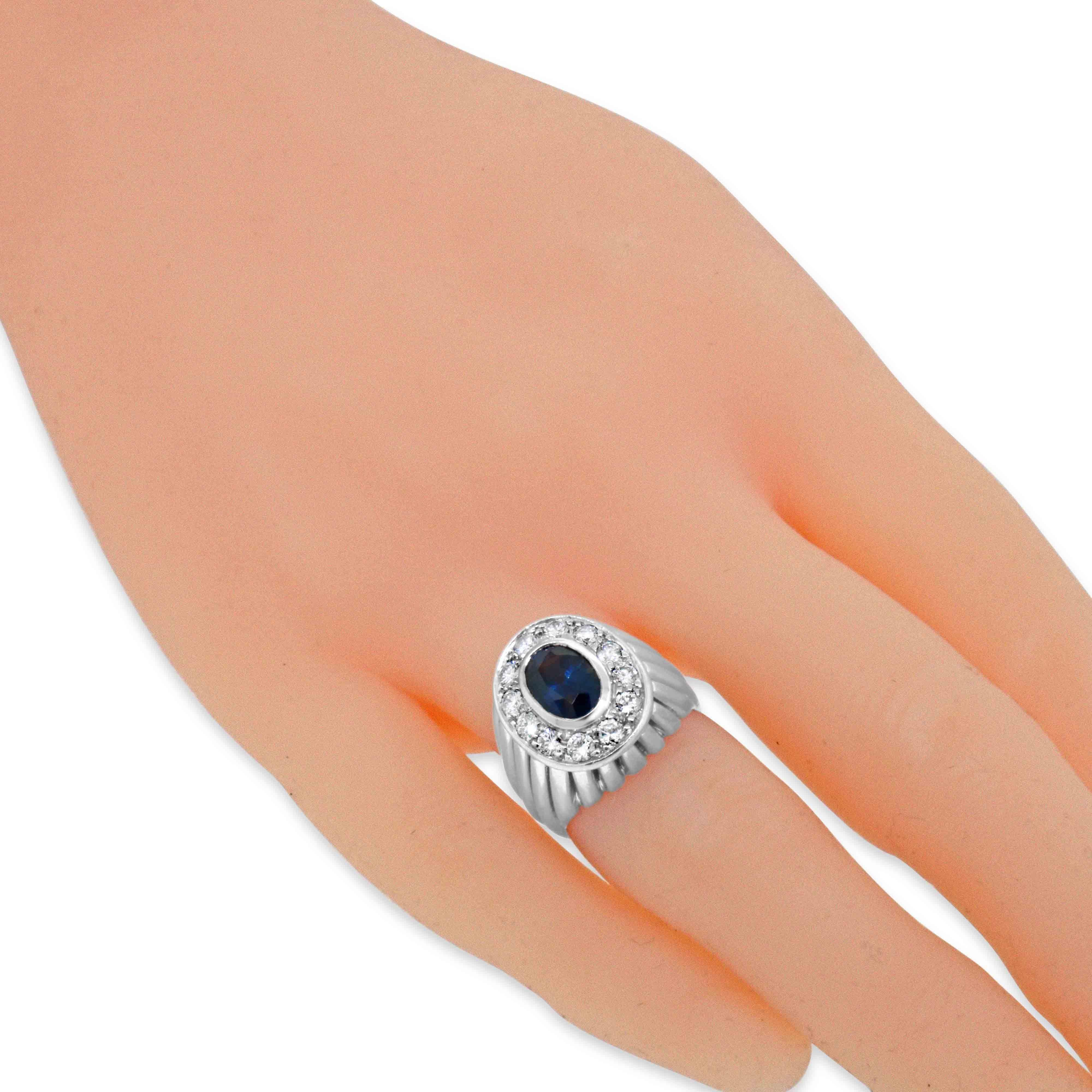 Femenino o masculino Anillo de Zafiro y Diamantes en Platino en venta