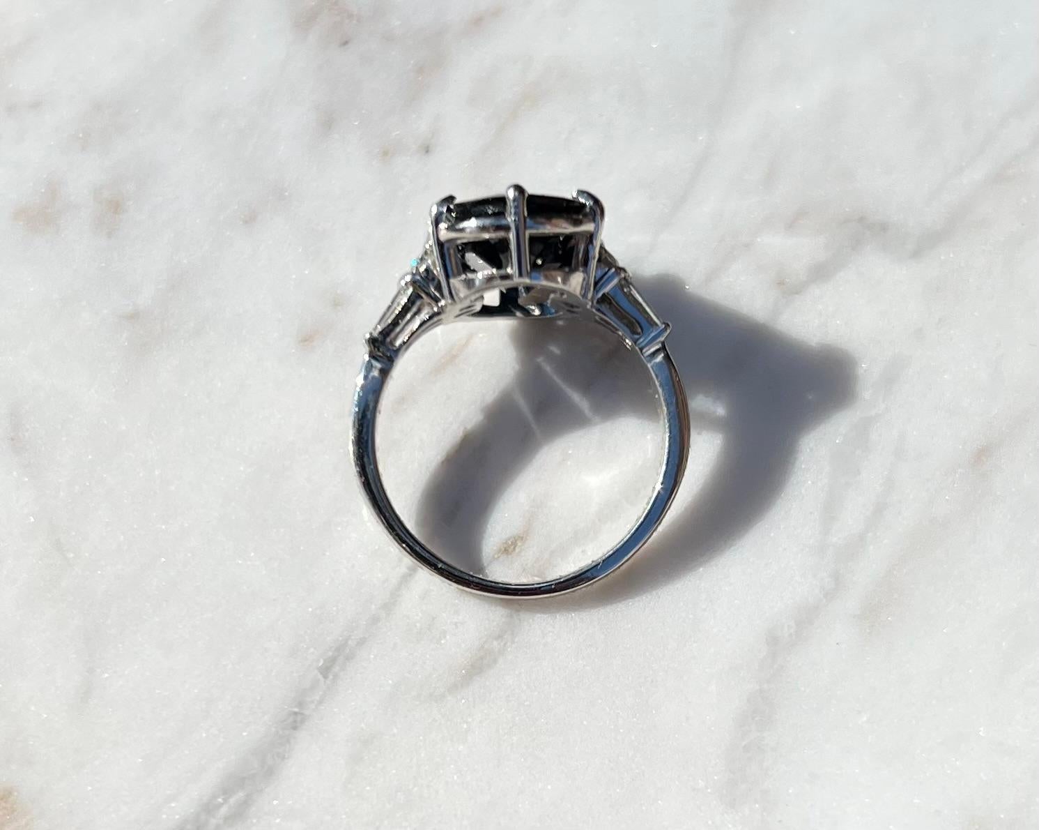 Art Deco Platinum Sapphire and Diamond Ring 2