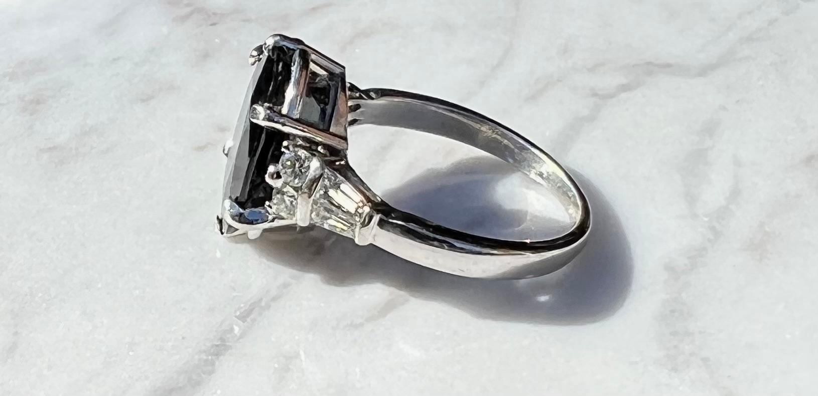 Art Deco Platinum Sapphire and Diamond Ring 3