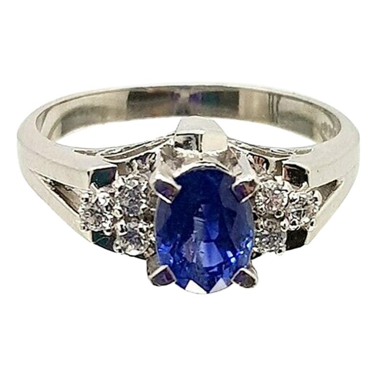 Platinum Sapphire and Diamond Ring