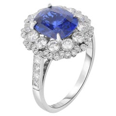 Platinum, Sapphire, and Diamond Ring