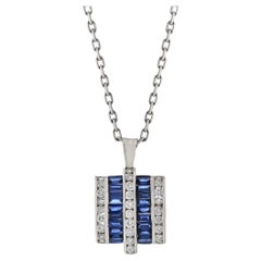 Platinum Sapphire And Diamond Signed "Charles Krypell" Pendant Necklace