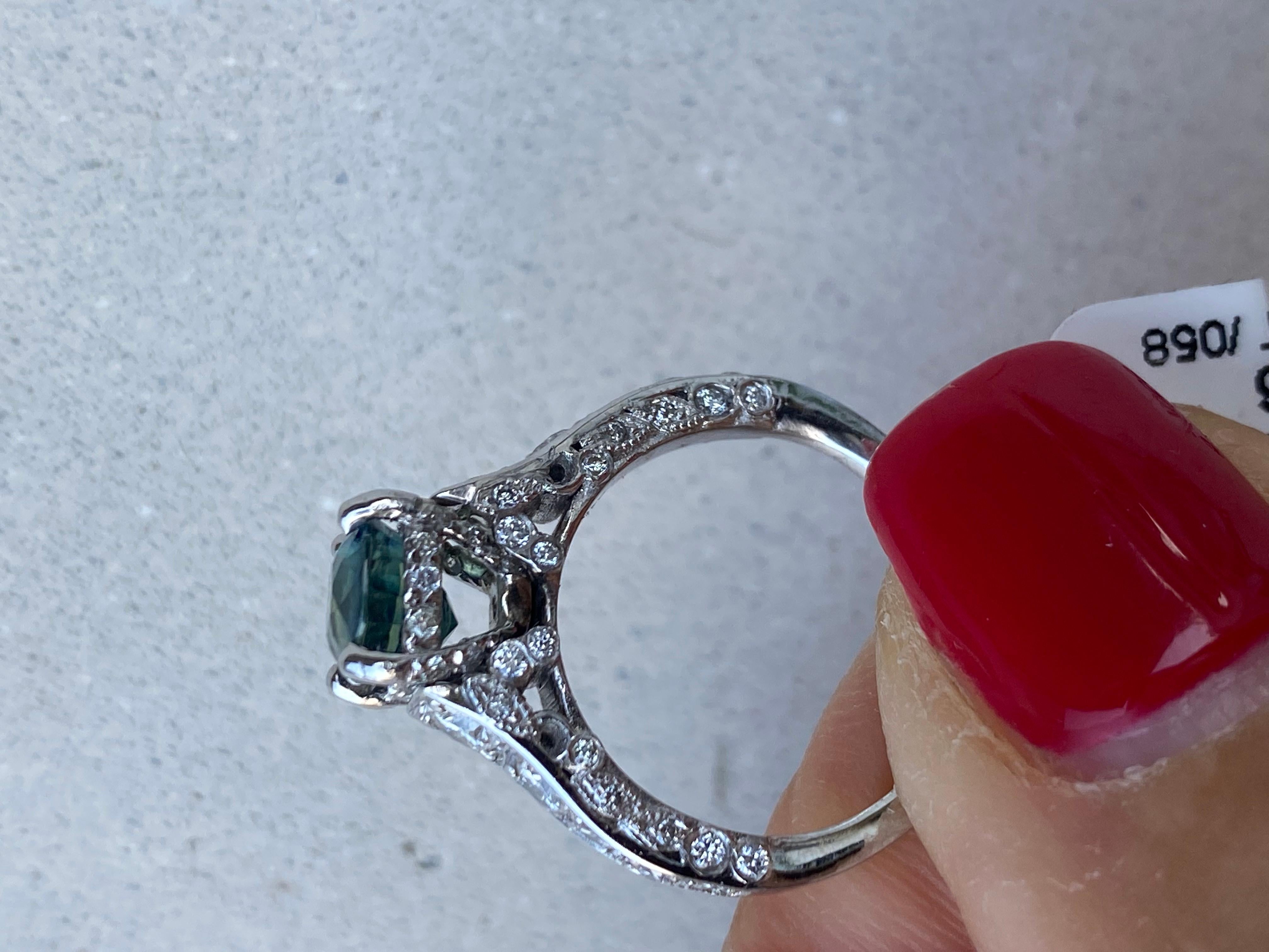 Platin, Saphir und Diamant Solitär Ring 3,54 Karat Solitär im Zustand „Hervorragend“ im Angebot in Laguna Hills, CA