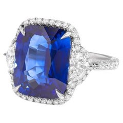 Platinum, Sapphire, and Diamond Three Stone Ring