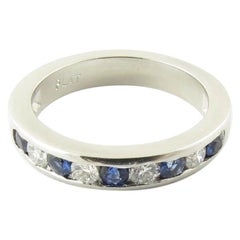 platinum sapphire wedding band Platinum Sapphire and Diamond Wedding Band