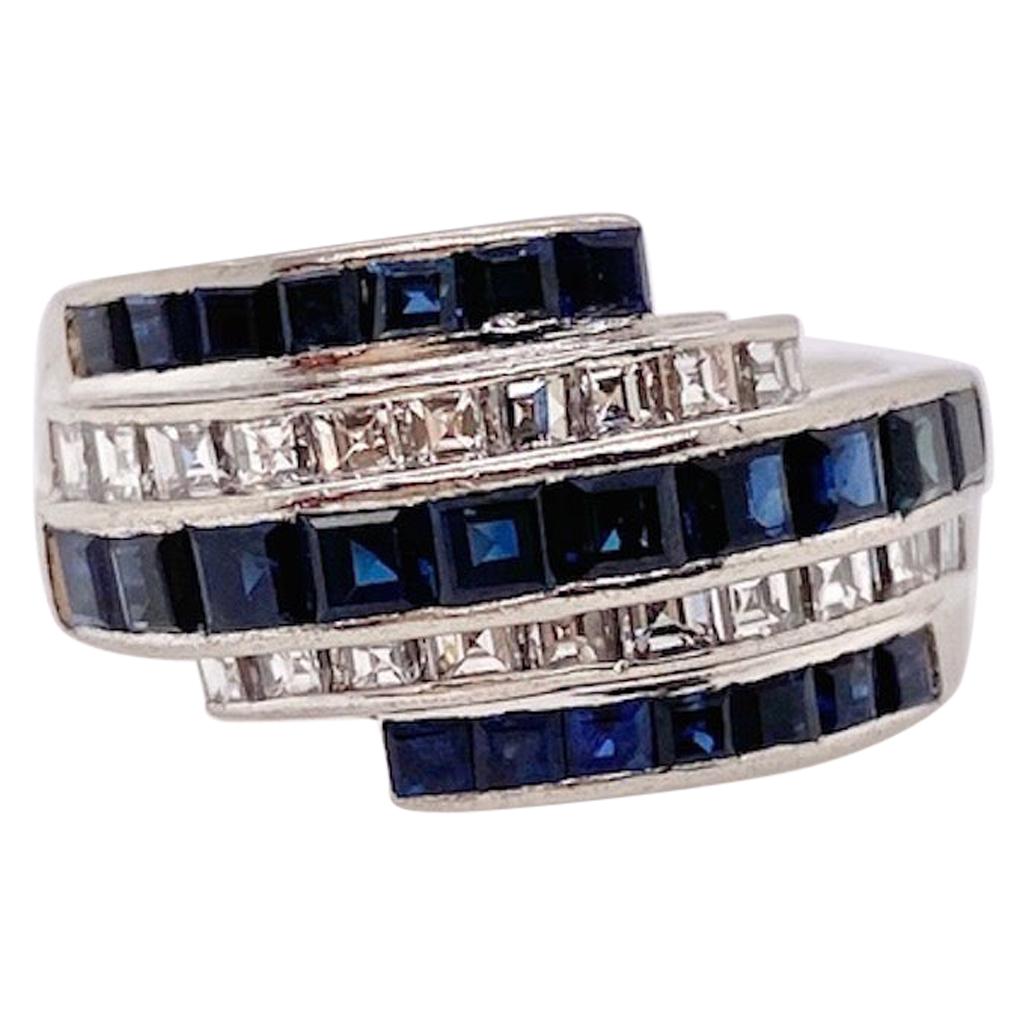 Platinum Sapphire and Diamond Wrap Ring