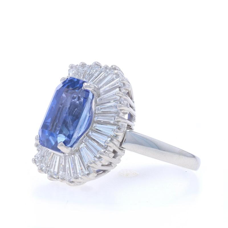 Platin Saphir & Diamant Ballerina Halo Ring / Anhänger Rechteckiger Step 7,78ctw GIA Damen