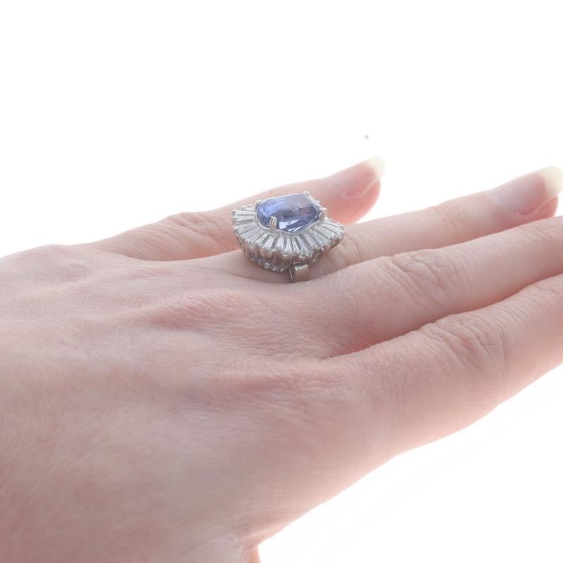 Platin Saphir & Diamant Ballerina Halo Ring / Anhänger Rechteckiger Step 7,78ctw GIA 1