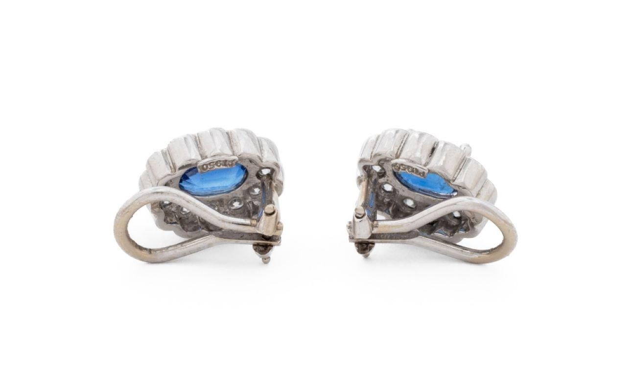Other Platinum Sapphire Diamond Clip Earrings For Sale