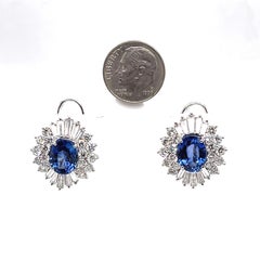 Platin Saphir-Diamant-Ohrring mit Clip auf Ohrring