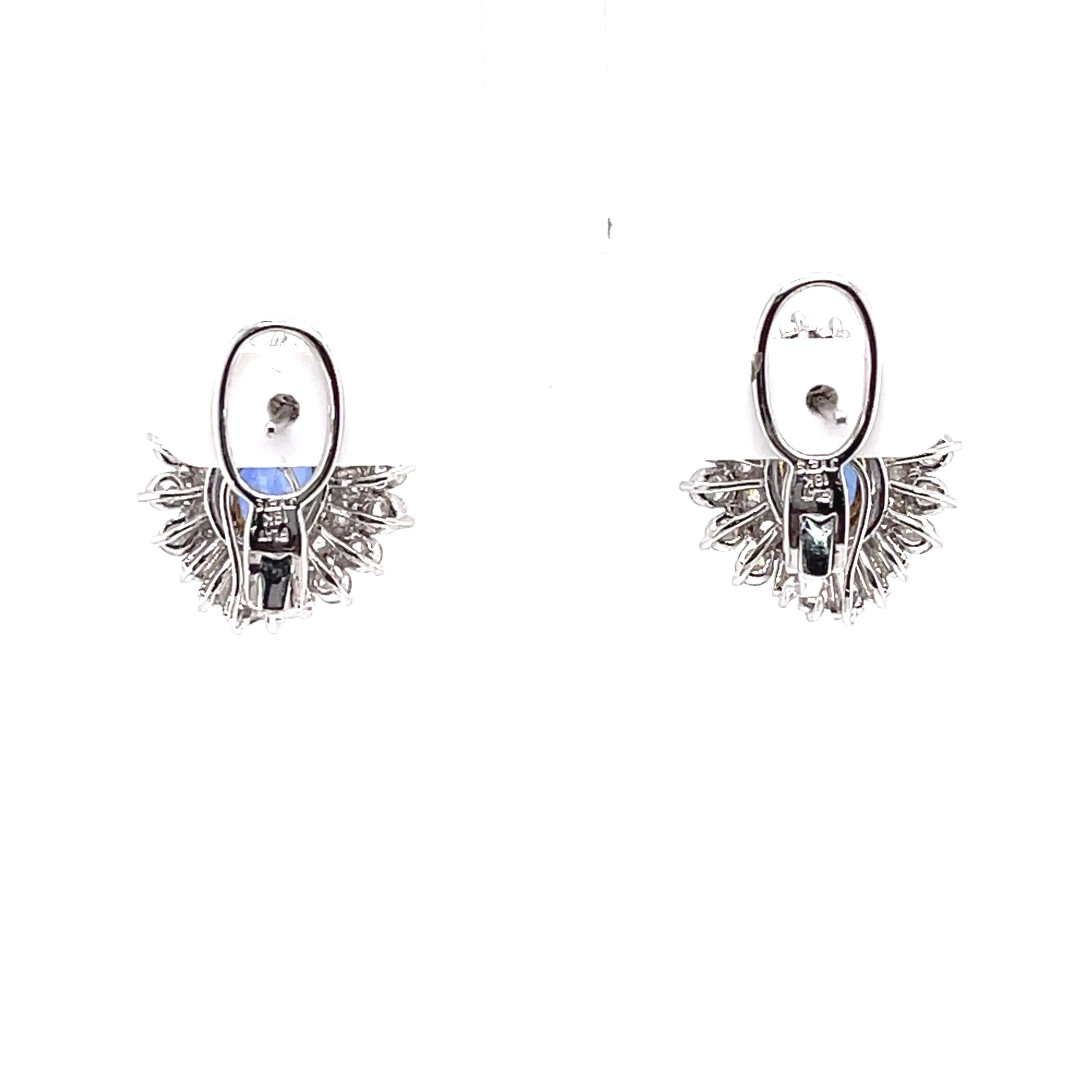 Oval Cut Platinum Sapphire Diamond Clip on Earring