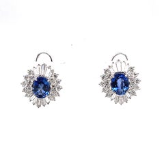 Platinum Sapphire Diamond Clip on Earring