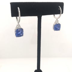 Platin-Saphir-Diamant-Tropfen-Ohrringe 8,71 Karat