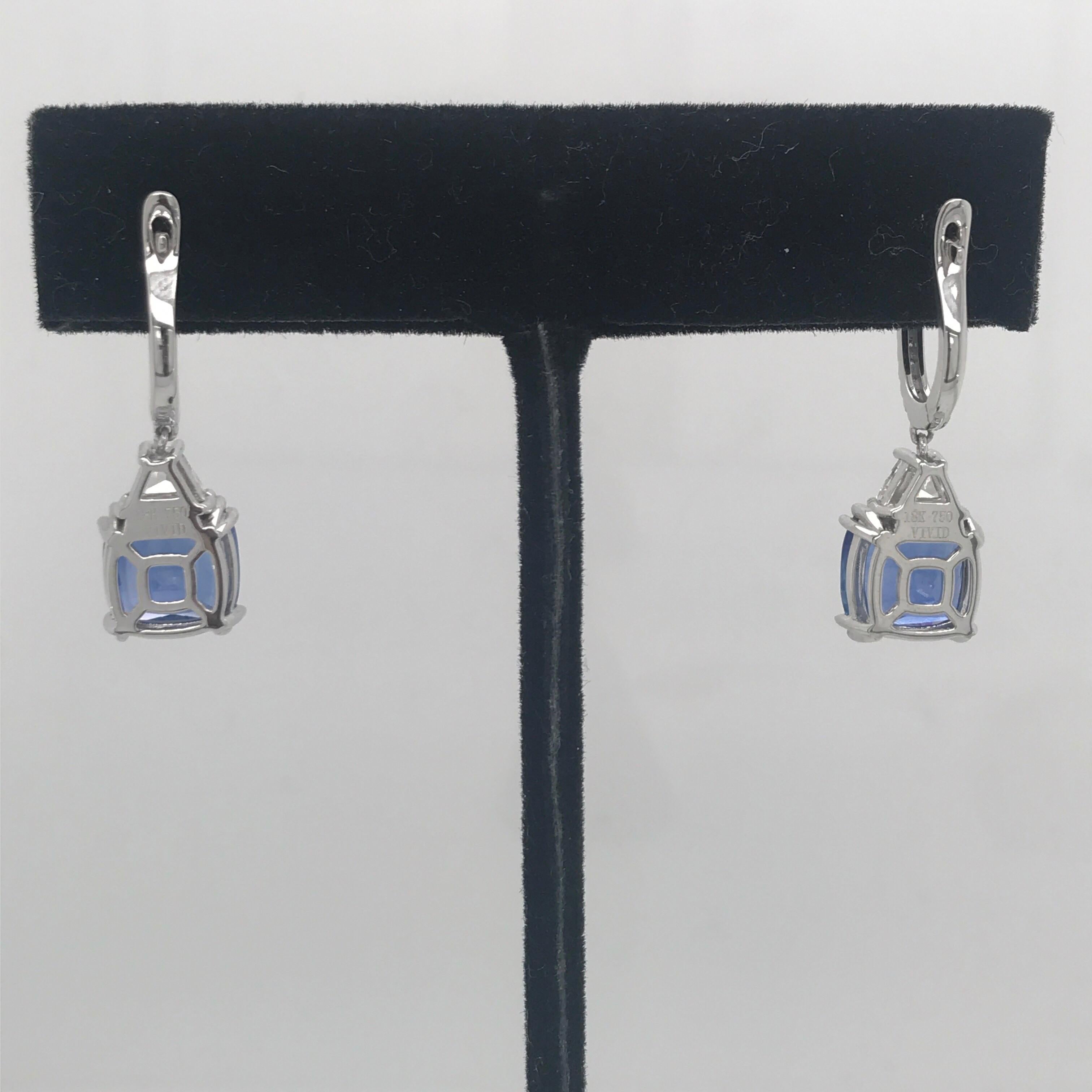Platinum Sapphire Diamond Drop Earrings 8.71 Carat In New Condition In New York, NY