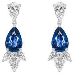 Platinum Sapphire & Diamond Drop Earrings