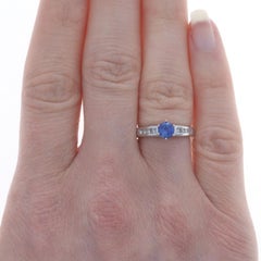 Platinum Sapphire & Diamond Engagement Ring - 900 Round .77ctw
