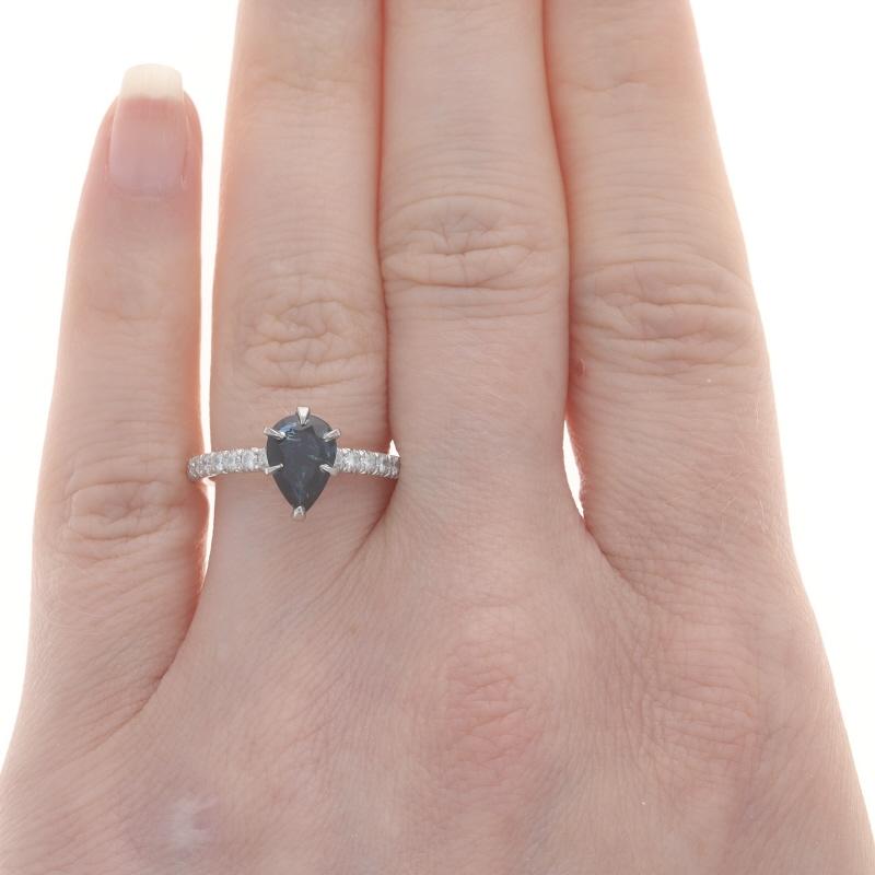 Platin Saphir & Diamant Verlobungsring & Ehering - 950 Birne 2,29ctw (Tropfenschliff) im Angebot