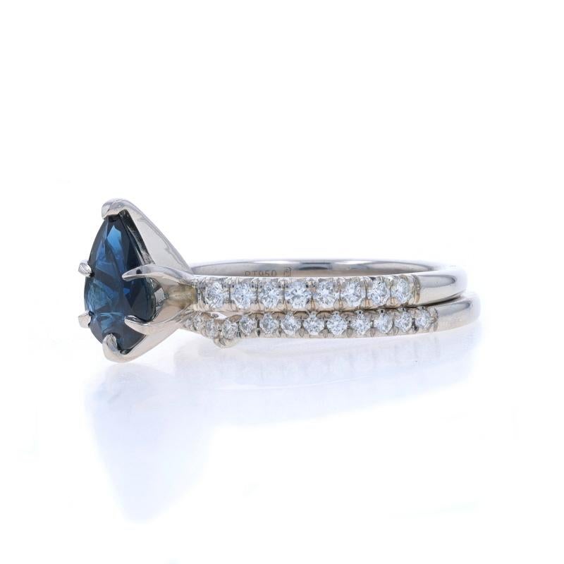 Platin Saphir & Diamant Verlobungsring & Ehering - 950 Birne 2,29ctw im Zustand „Hervorragend“ im Angebot in Greensboro, NC