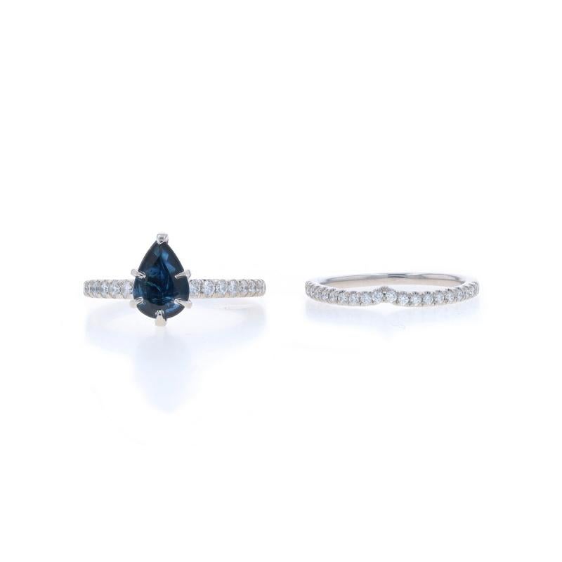 Platin Saphir & Diamant Verlobungsring & Ehering - 950 Birne 2,29ctw im Angebot 1