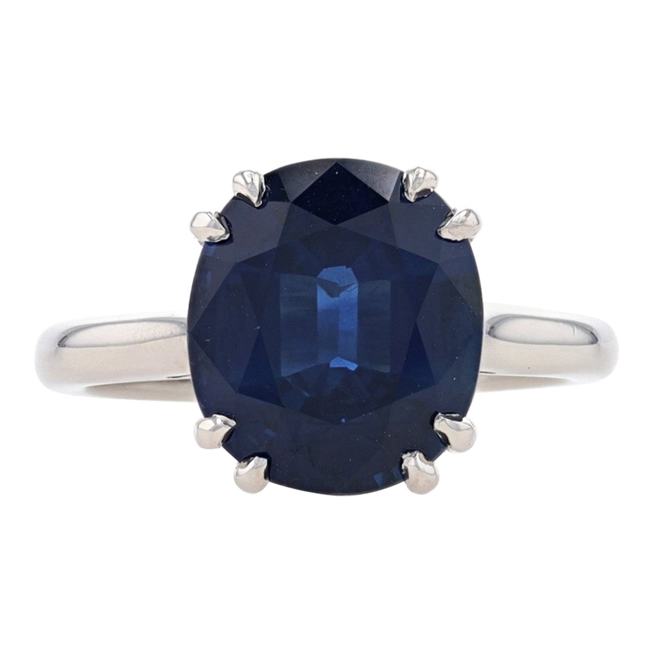 Platin Saphir-Diamant-Verlobungsring mit verstecktem Halo, 5,84 Karat, GIA im Angebot
