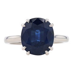 Platino Zaffiro Diamante Anello aureola nascosta ovale 5,84ctw GIA Cattedrale di fidanzamento