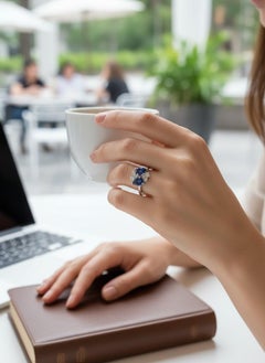 Platinum Sapphire & Diamond Moi et Toi Crossover Ring