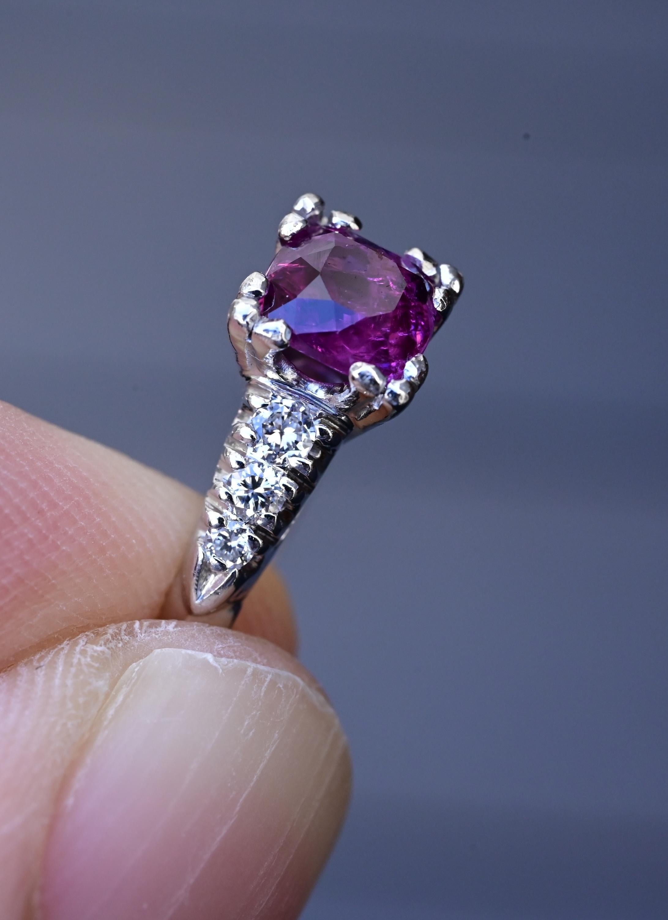 Platinum Sapphire & Diamond Ring – 0.68 CT Sapphire, 0.08 TCW Diamonds, Size 8 5