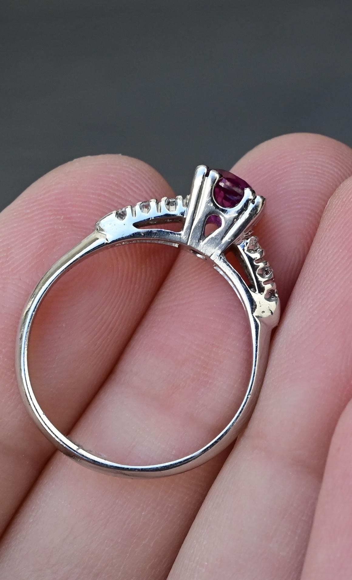 Platinum Sapphire & Diamond Ring – 0.68 CT Sapphire, 0.08 TCW Diamonds, Size 8 6
