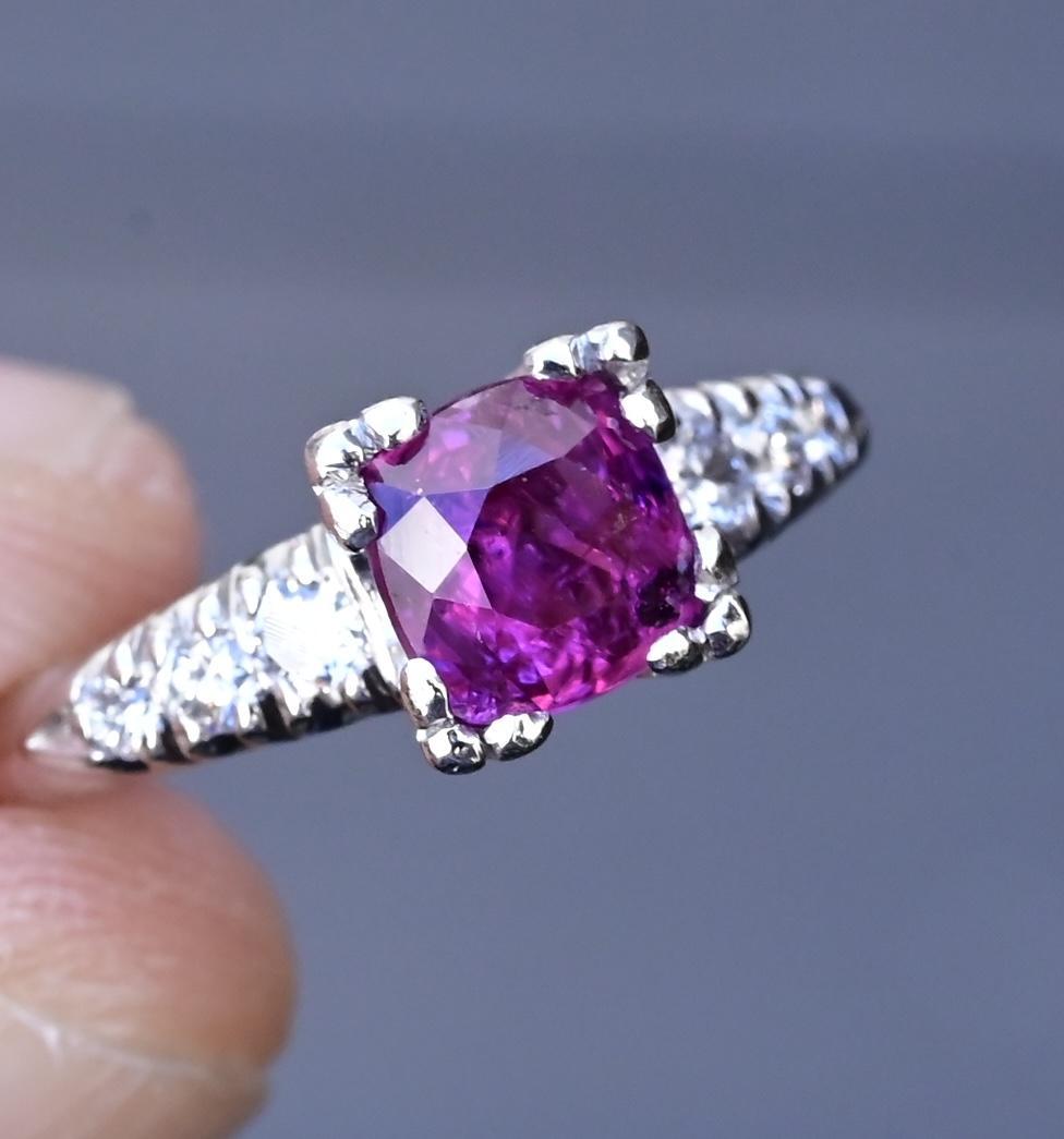 Women's Platinum Sapphire & Diamond Ring – 0.68 CT Sapphire, 0.08 TCW Diamonds, Size 8