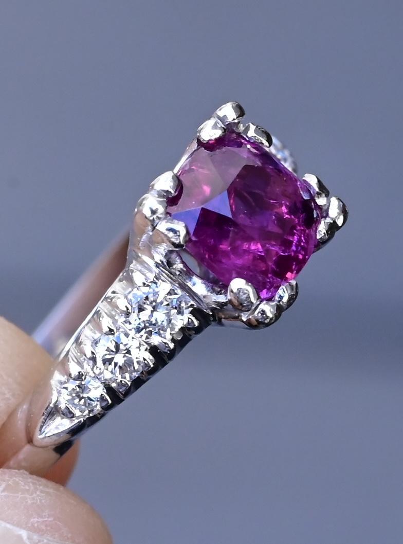 Platinum Sapphire & Diamond Ring – 0.68 CT Sapphire, 0.08 TCW Diamonds, Size 8 3