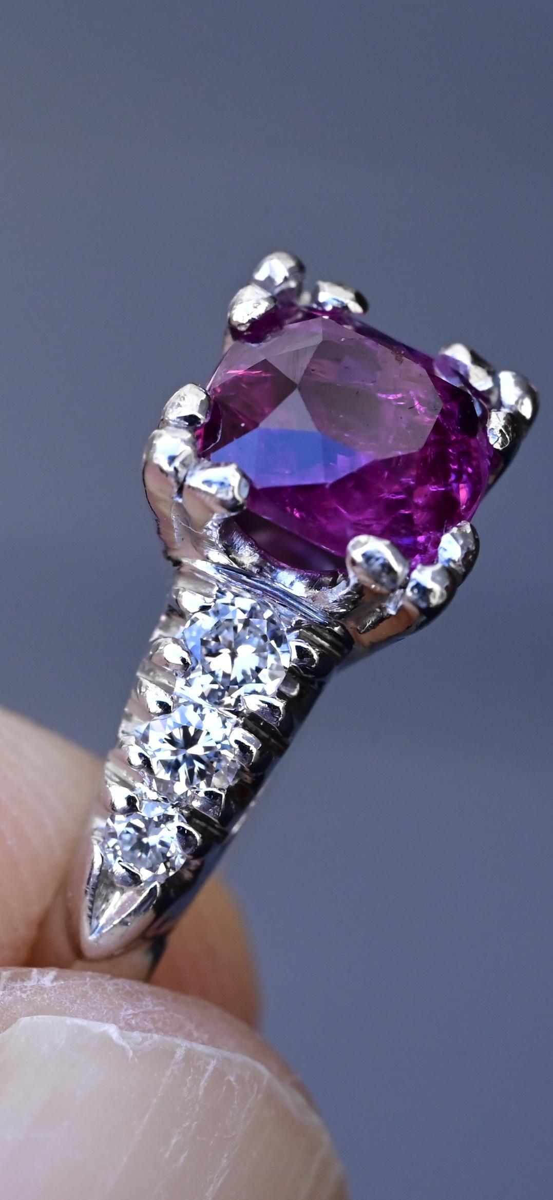 Platinum Sapphire & Diamond Ring – 0.68 CT Sapphire, 0.08 TCW Diamonds, Size 8 4