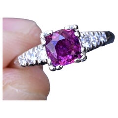 Platinum Sapphire & Diamond Ring – 0.68 CT Sapphire, 0.08 TCW Diamonds, Size 8