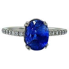 Platinum Sapphire Diamond Ring Estate Jewelry