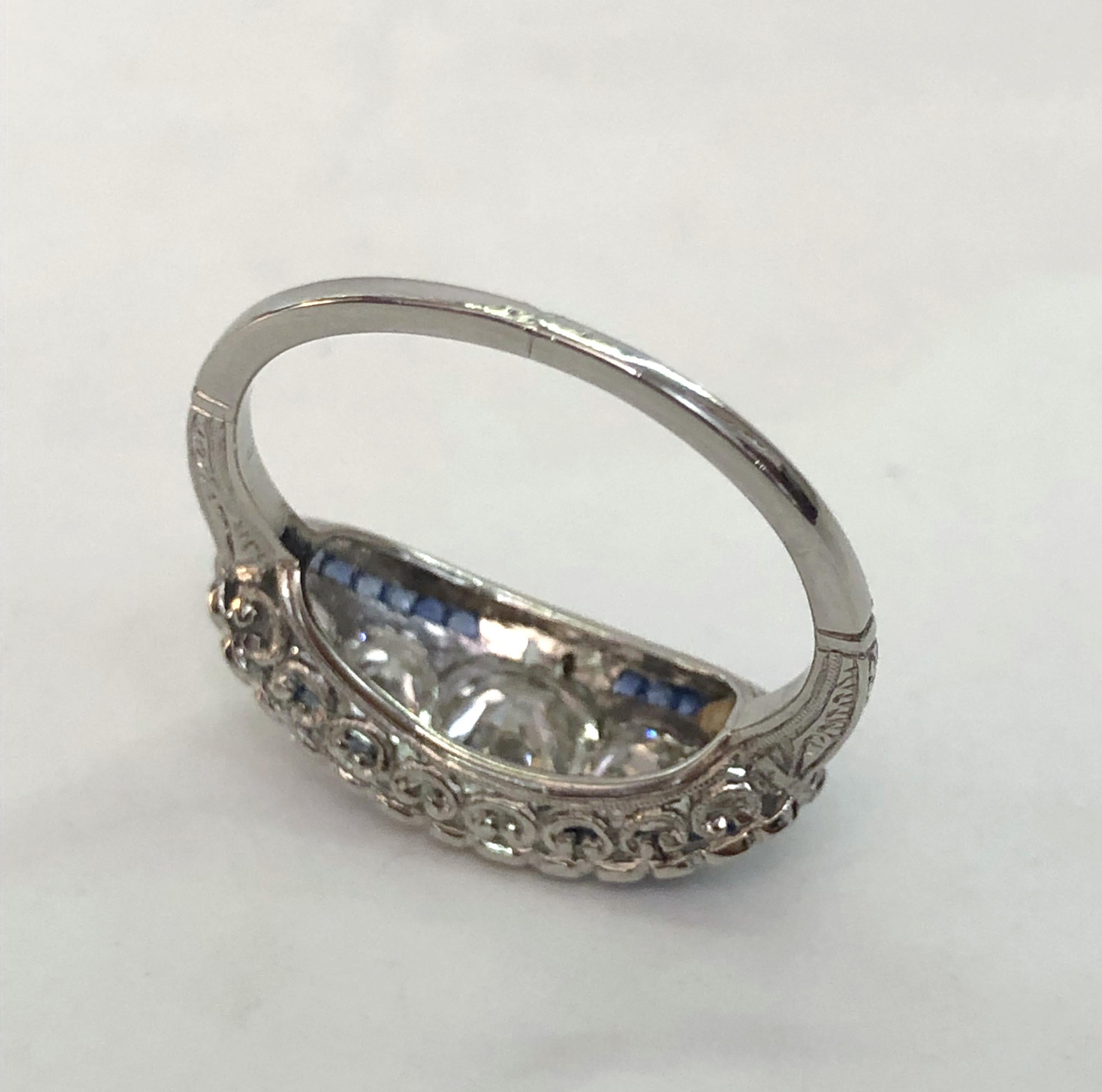 da uomo o donna Anello in platino con zaffiro e diamante in vendita