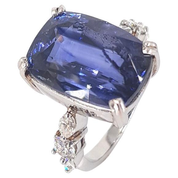 Platinum Sapphire Diamond Ring For Sale