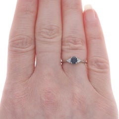 Platinum Sapphire & Diamond Ring - Oval .54ctw