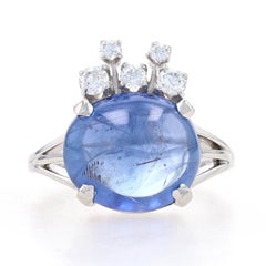 Anillo Platino Zafiro Diamante - Cabujón Oval 11.45ctw