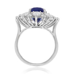 Platinum Sapphire Diamond Ring with Pear Shape