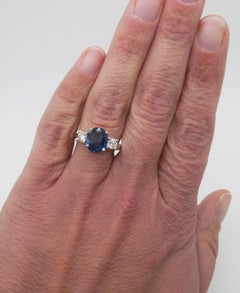 Platinum Sapphire & Diamond Three Stone Ring