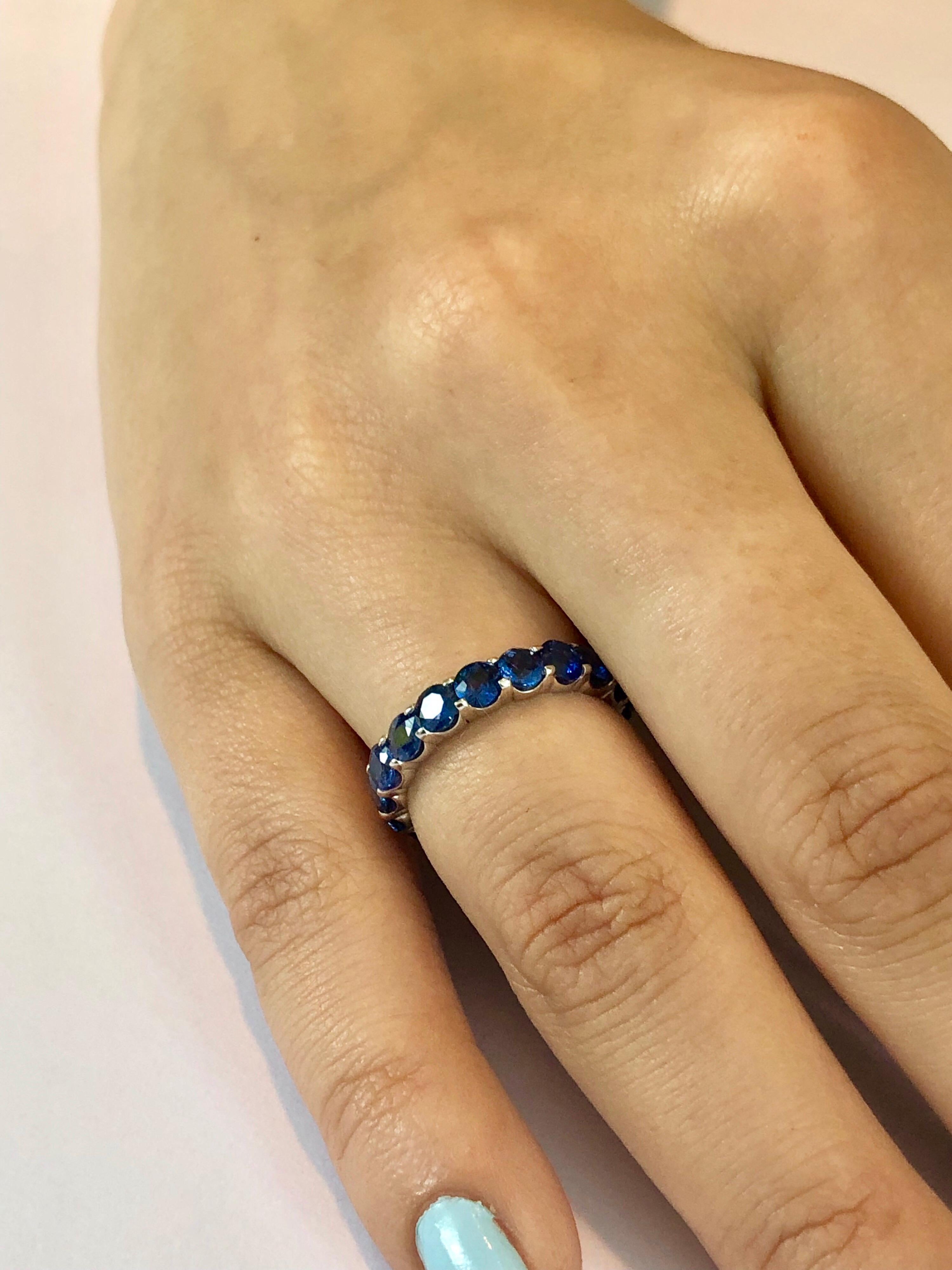 Platinum Sapphire Prong Set Eternity Ring Weighing 4.50 Carat 1