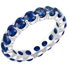 Platinum Sapphire Prong Set Eternity Ring Weighing 4.50 Carat