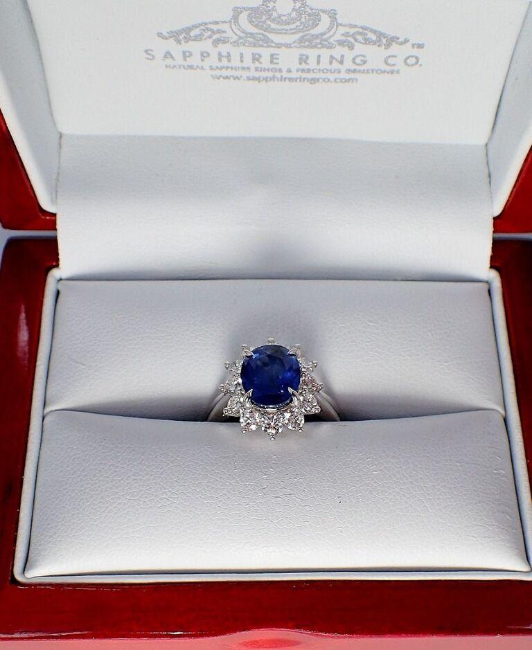 Platinum Sapphire Ring, 3.53 Carat Untreated Ceylon Sapphire GIA Certified For Sale 4