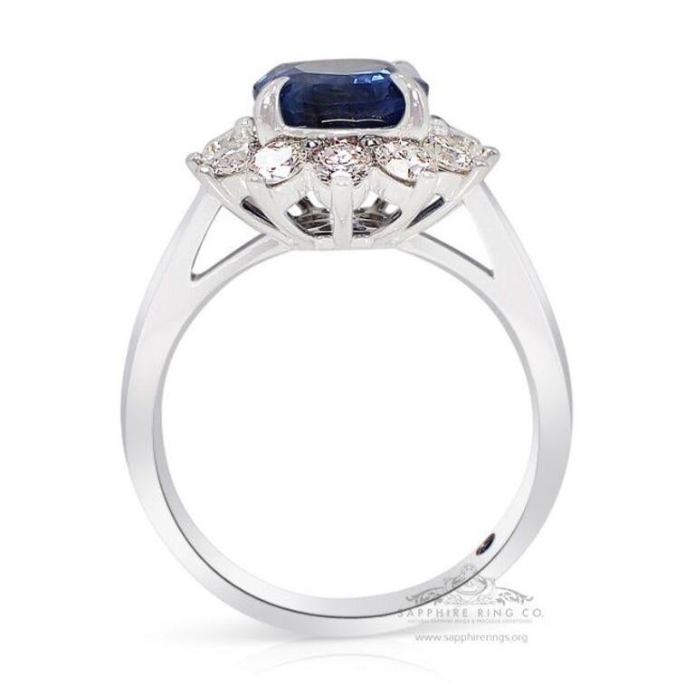 Women's or Men's Platinum Sapphire Ring, 3.53 Carat Untreated Ceylon Sapphire GIA Certified For Sale