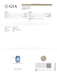 Platinum Sapphire Ring, 5.03 Carat Emerald Ceylon Natural Sapphire GIA Certified