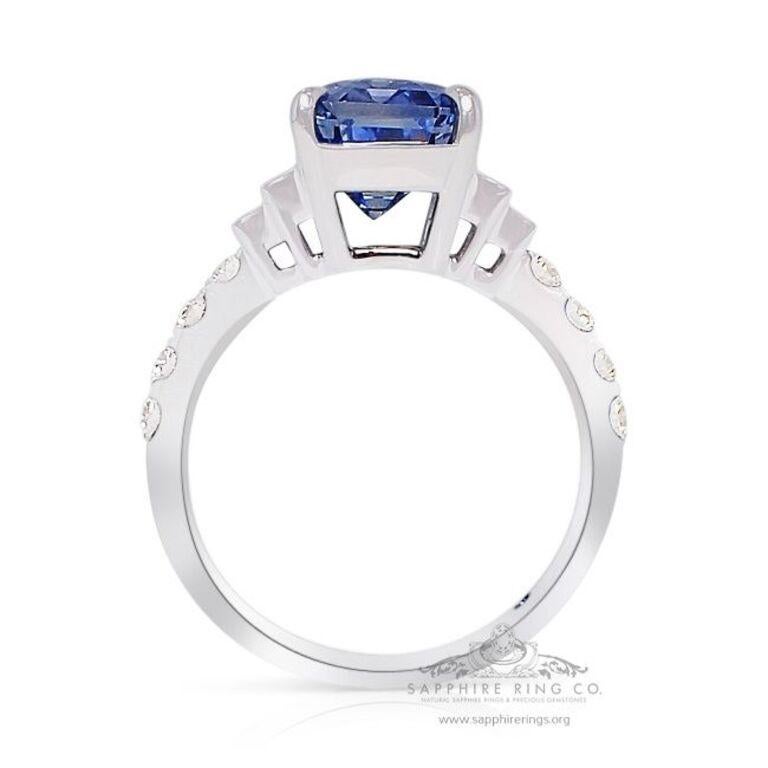 Platinum Sapphire Ring, 5.03 Carat Emerald Ceylon Natural Sapphire GIA Certified For Sale 2