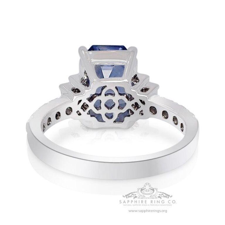 Platinum Sapphire Ring, 5.03 Carat Emerald Ceylon Natural Sapphire GIA Certified 2
