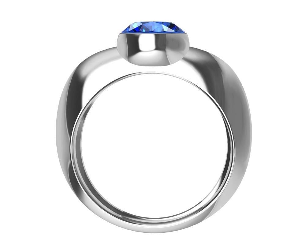 For Sale:  Platinum 1.4 Carat Blue Sapphire Sculpture Ring 2