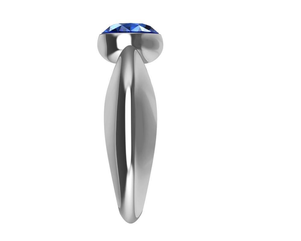 For Sale:  Platinum 1.4 Carat Blue Sapphire Sculpture Ring 3